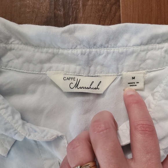 CAFFE Marrakesh Women’s Sz Med Multicolor Tie-dye 100% Rayon Pockets Tie Blouse. - Picture 5 of 10